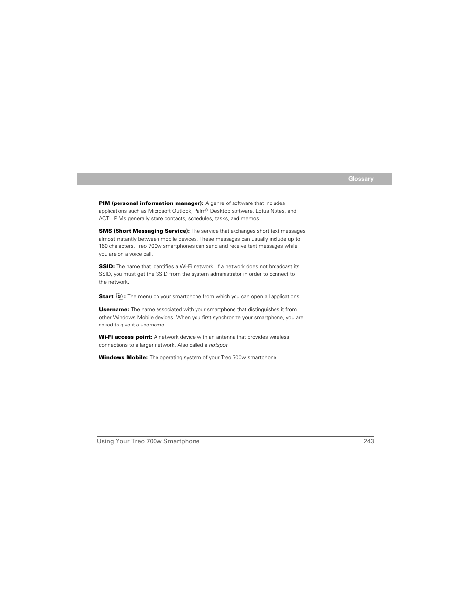Palm 700w User Manual | Page 251 / 290