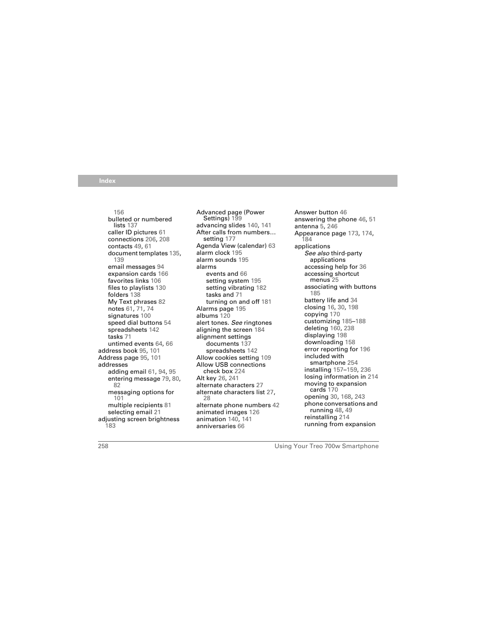 Palm 700w User Manual | Page 266 / 290