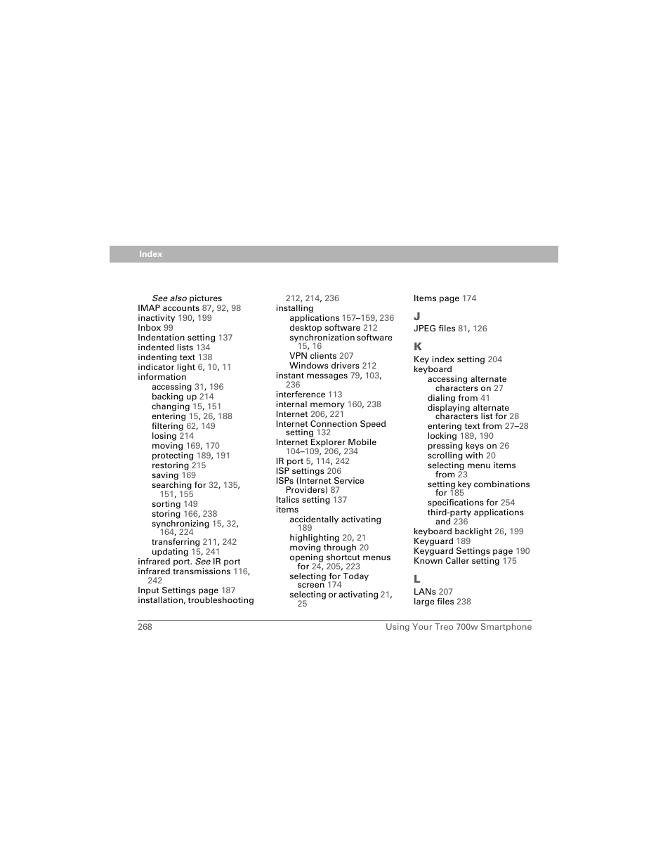 Palm 700w User Manual | Page 276 / 290