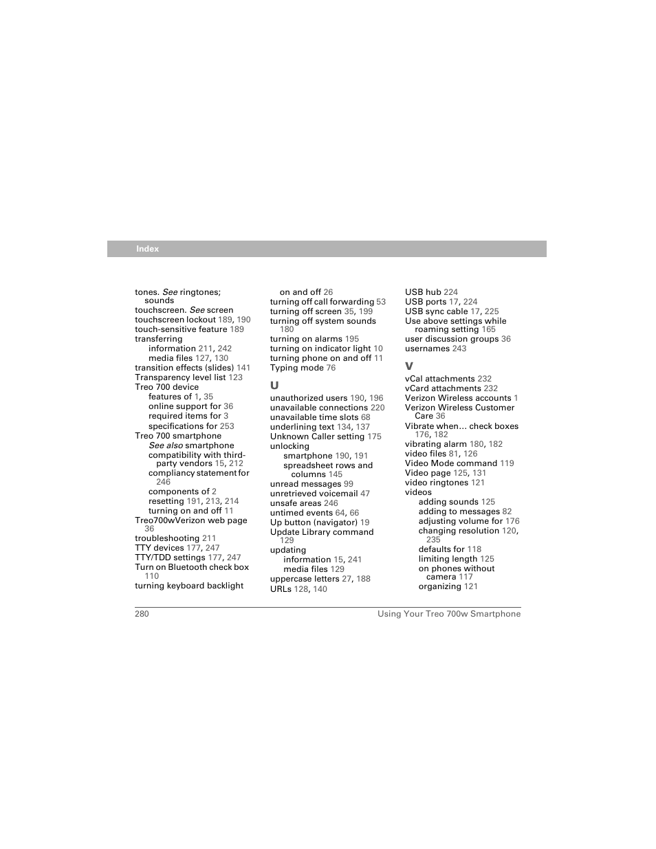 Palm 700w User Manual | Page 288 / 290