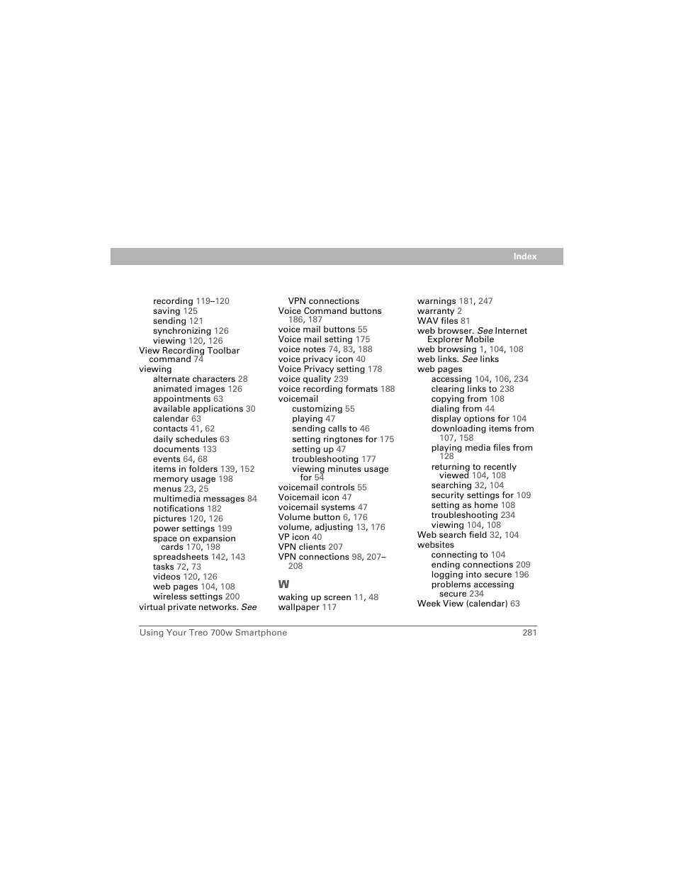 Palm 700w User Manual | Page 289 / 290