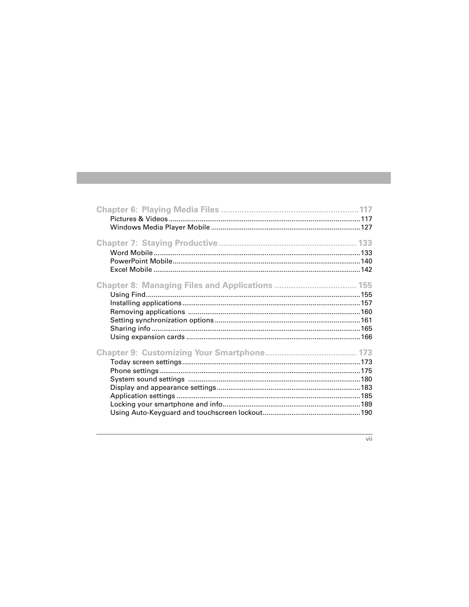 Palm 700w User Manual | Page 7 / 290