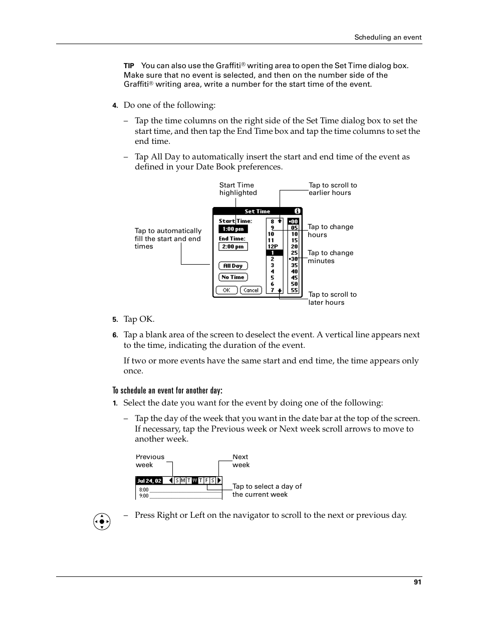 To schedule an event for another day | Palm Tungsten T Handhelds User Manual | Page 101 / 290