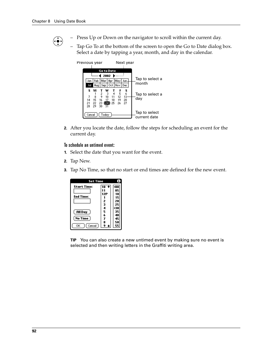 To schedule an untimed event | Palm Tungsten T Handhelds User Manual | Page 102 / 290