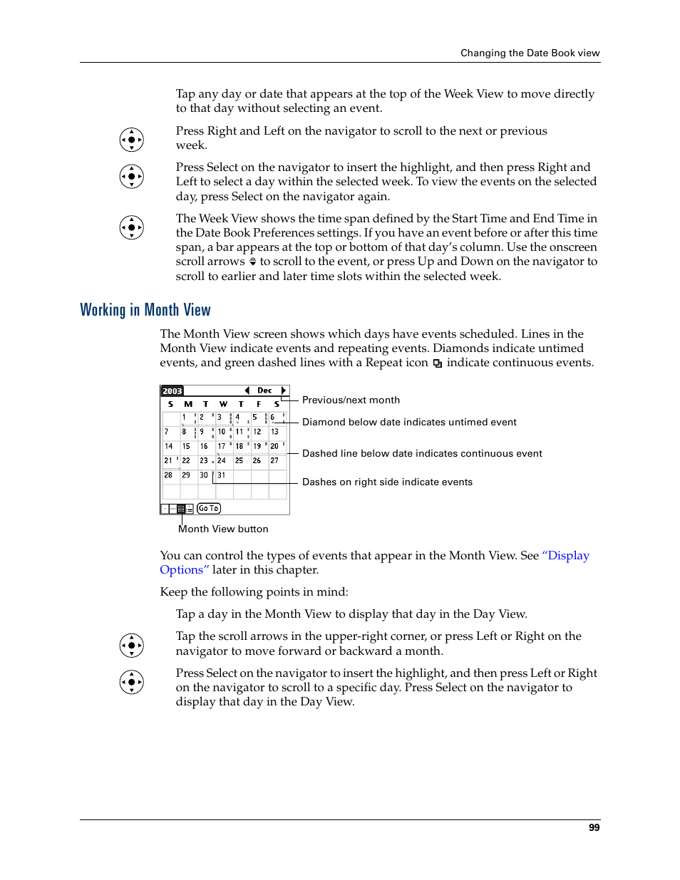 Working in month view | Palm Tungsten T Handhelds User Manual | Page 109 / 290