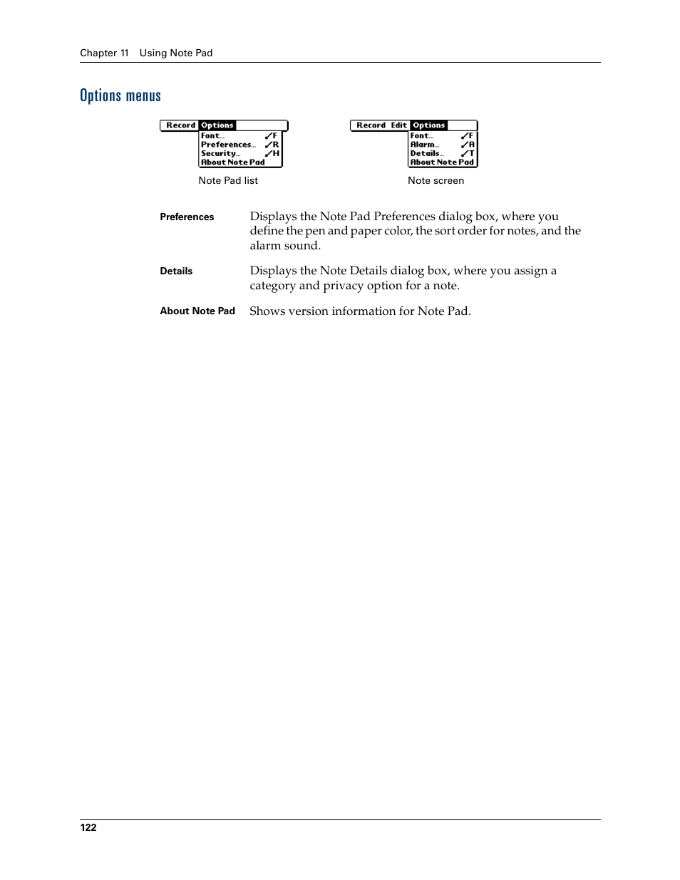 Options menus, Removing a location | Palm Tungsten T Handhelds User Manual | Page 132 / 290