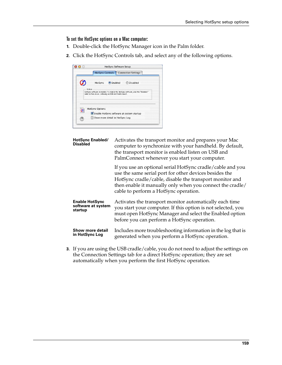 To set the hotsync options on a mac computer | Palm Tungsten T Handhelds User Manual | Page 169 / 290