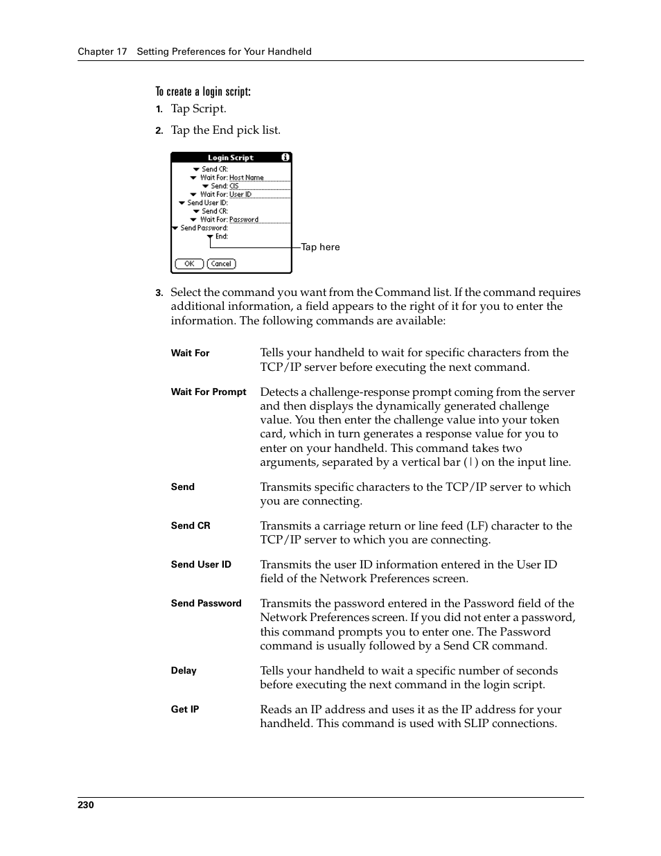 To create a login script | Palm Tungsten T Handhelds User Manual | Page 240 / 290