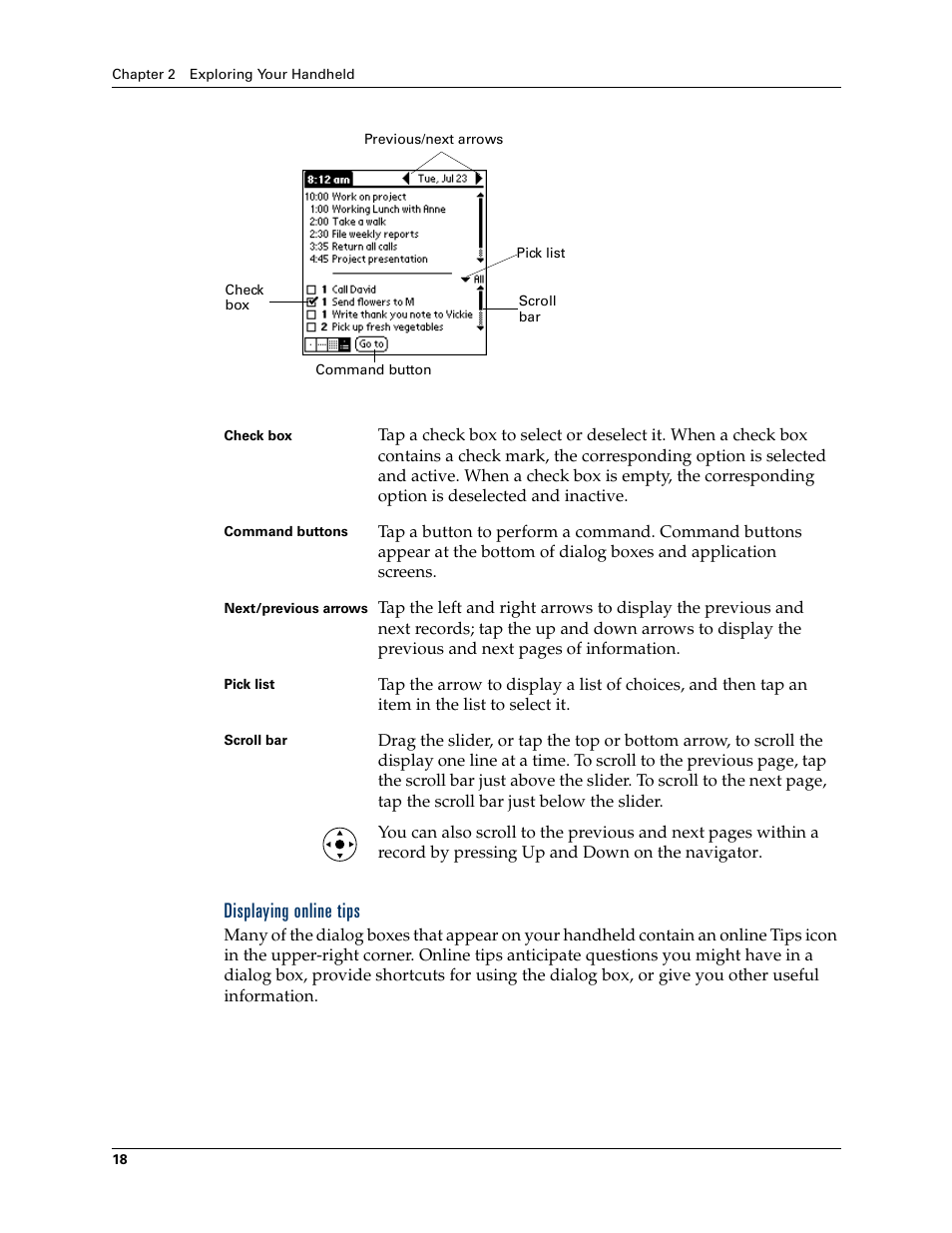Displaying online tips | Palm Tungsten T Handhelds User Manual | Page 28 / 290
