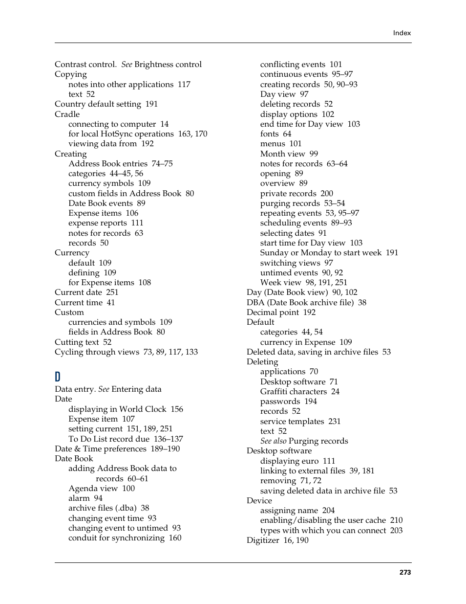 Palm Tungsten T Handhelds User Manual | Page 283 / 290