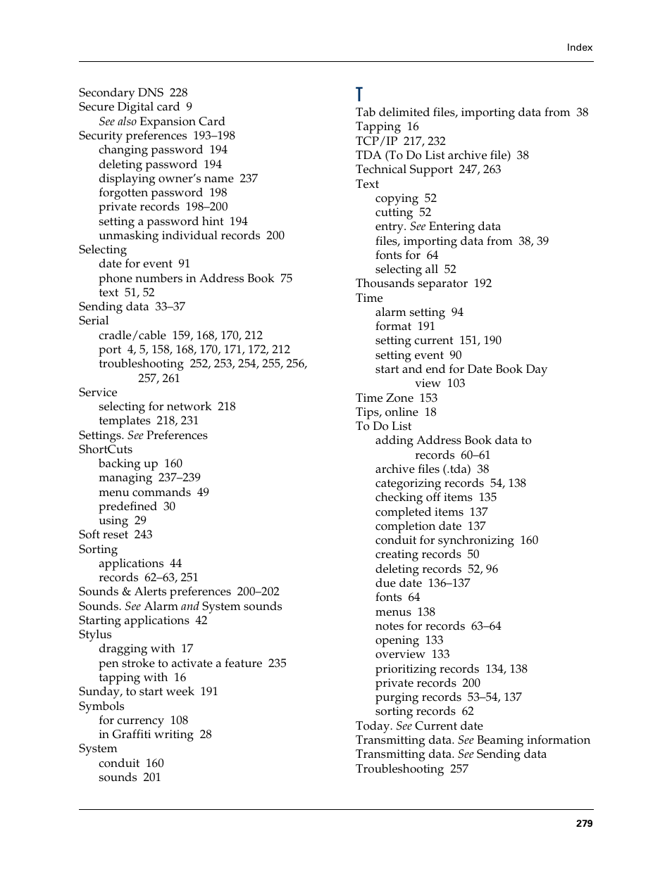 Palm Tungsten T Handhelds User Manual | Page 289 / 290