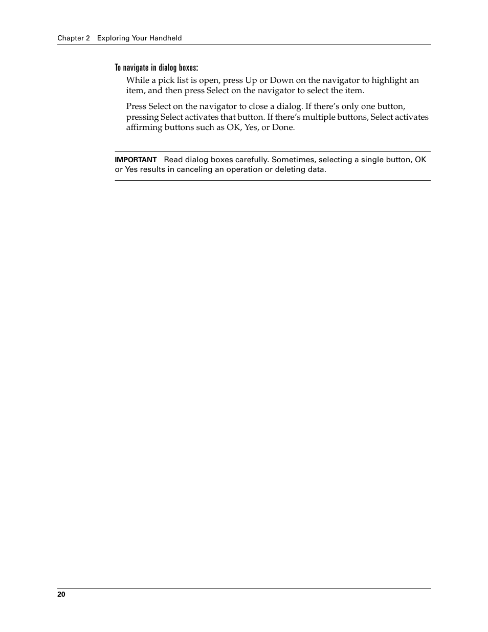 To navigate in dialog boxes | Palm Tungsten T Handhelds User Manual | Page 30 / 290