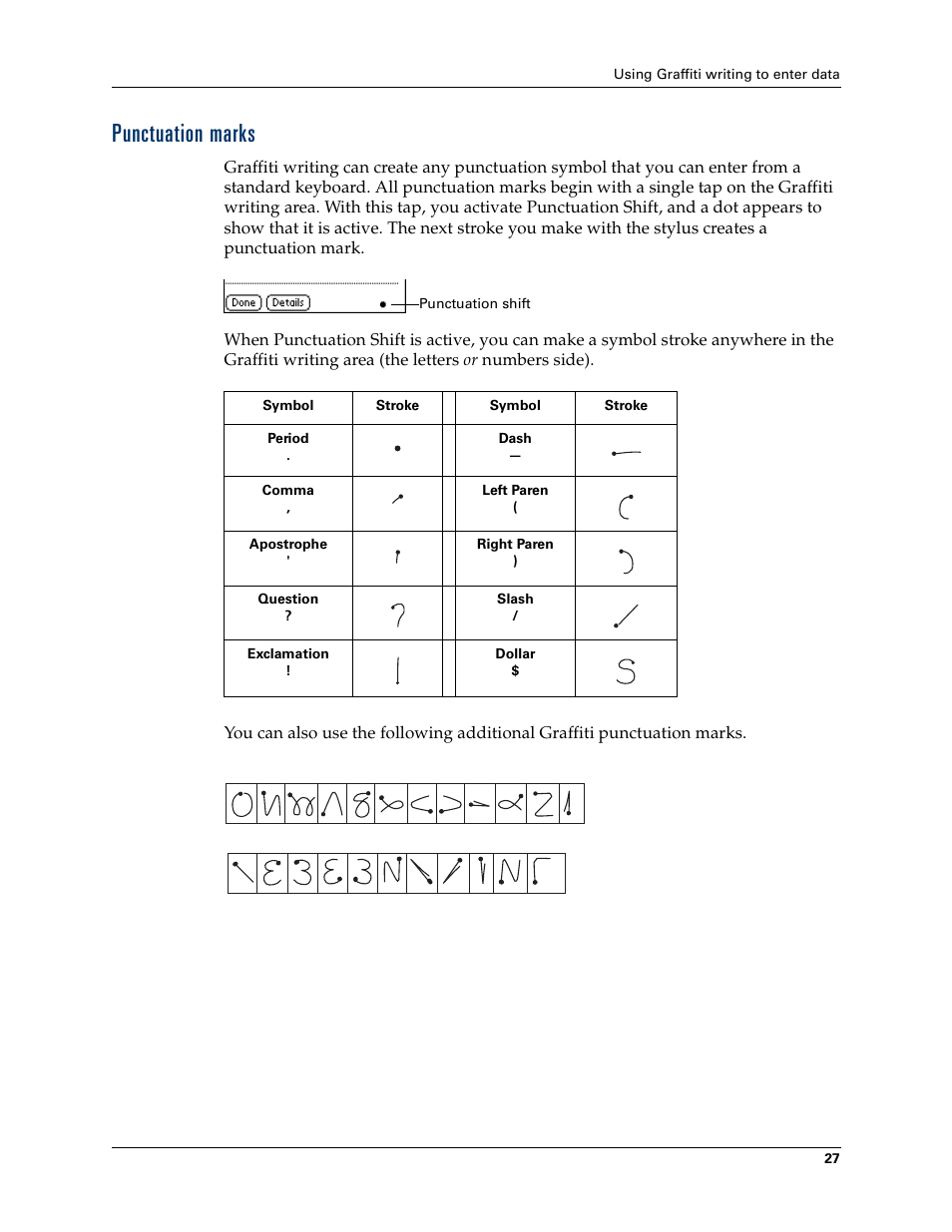 Punctuation marks | Palm Tungsten T Handhelds User Manual | Page 37 / 290