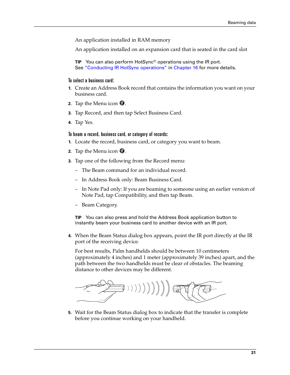 To select a business card | Palm Tungsten T Handhelds User Manual | Page 41 / 290