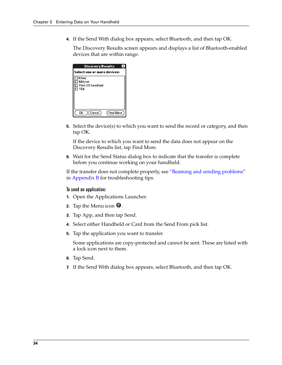 To send an application | Palm Tungsten T Handhelds User Manual | Page 44 / 290