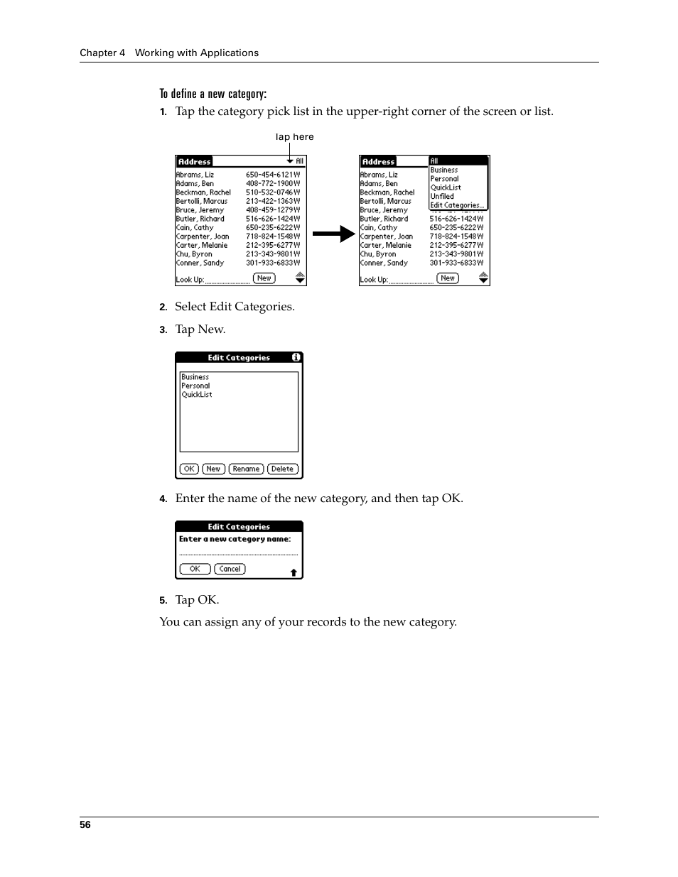 To define a new category | Palm Tungsten T Handhelds User Manual | Page 66 / 290