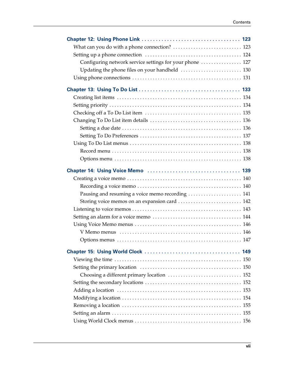 Palm Tungsten T Handhelds User Manual | Page 7 / 290