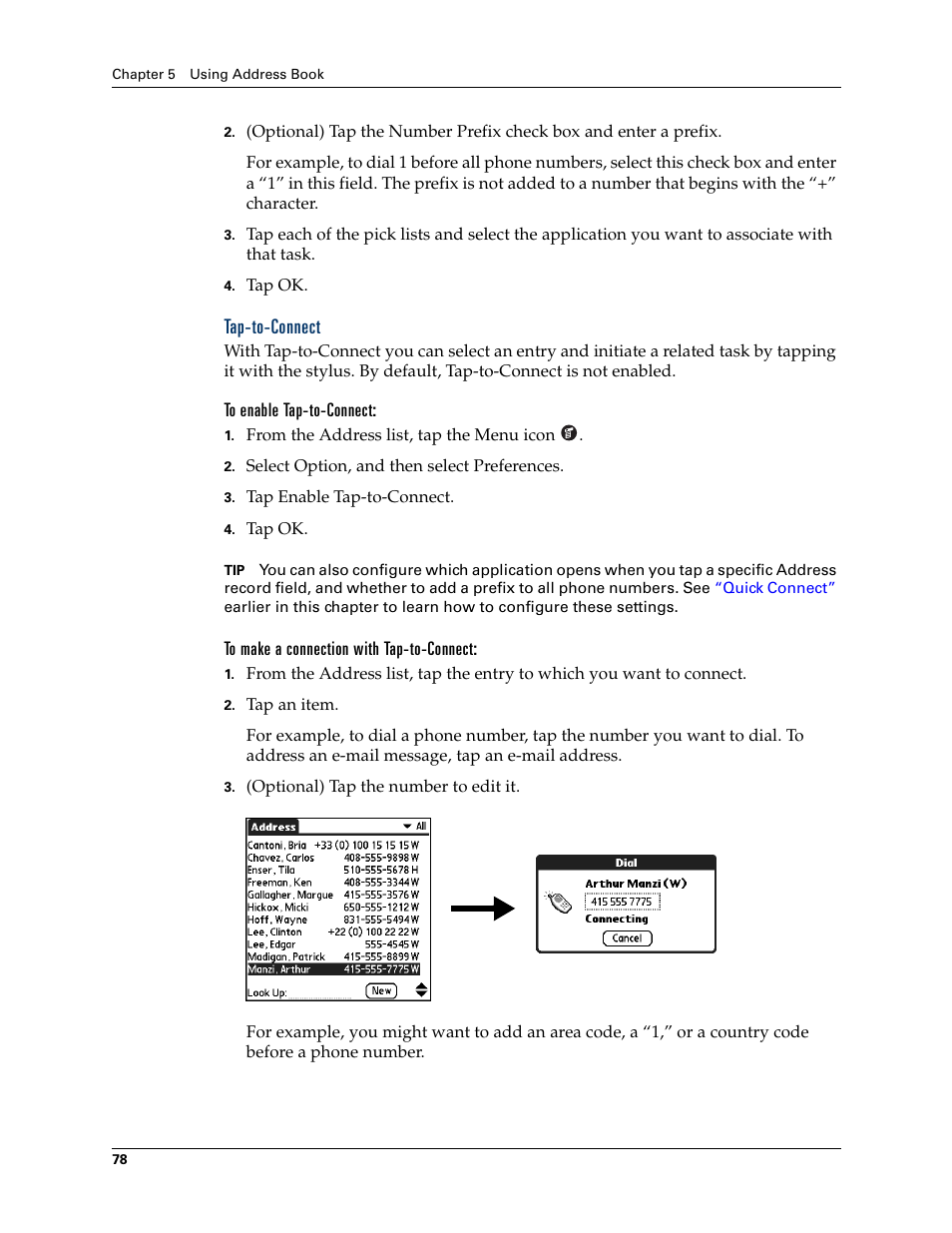Tap-to-connect, To enable tap-to-connect, To make a connection with tap-to-connect | Palm Tungsten T Handhelds User Manual | Page 88 / 290