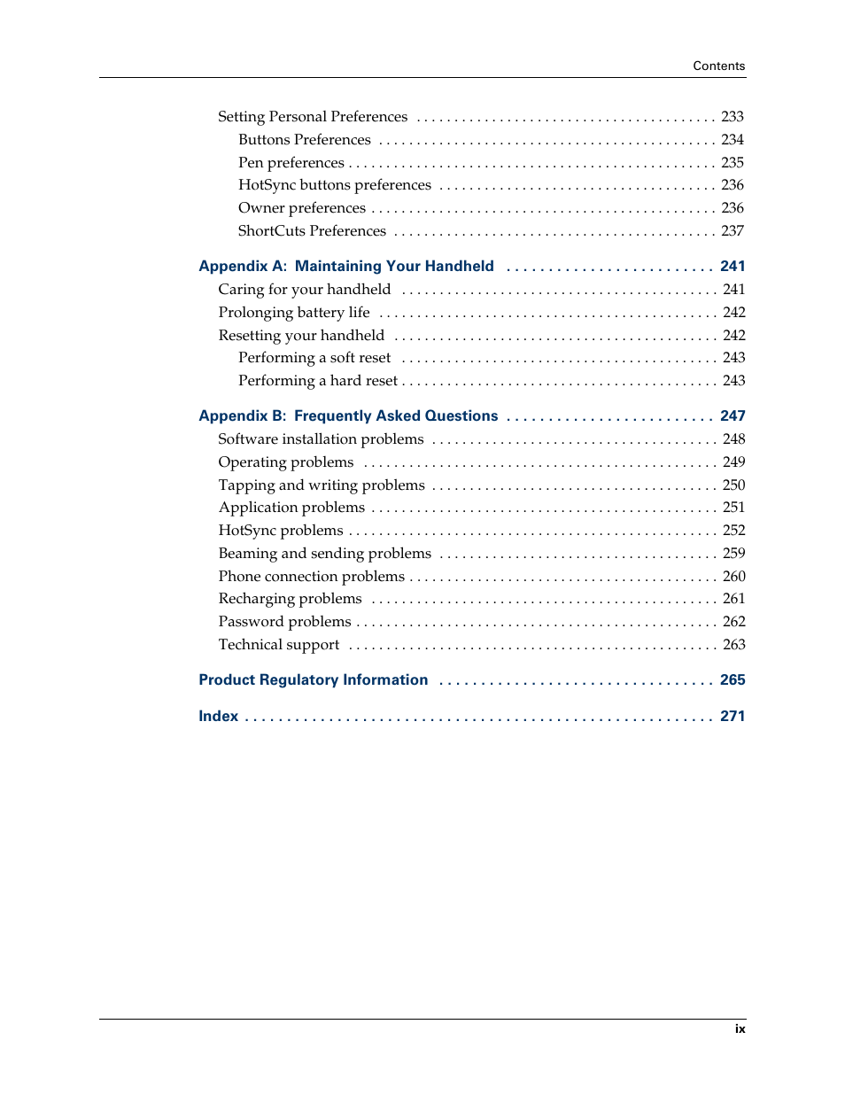 Palm Tungsten T Handhelds User Manual | Page 9 / 290