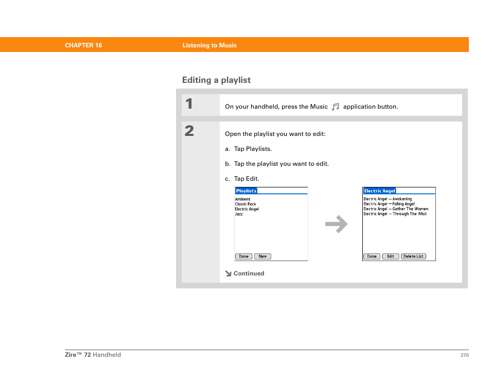 Editing a playlist | Palm Zire 72 User Manual | Page 292 / 706
