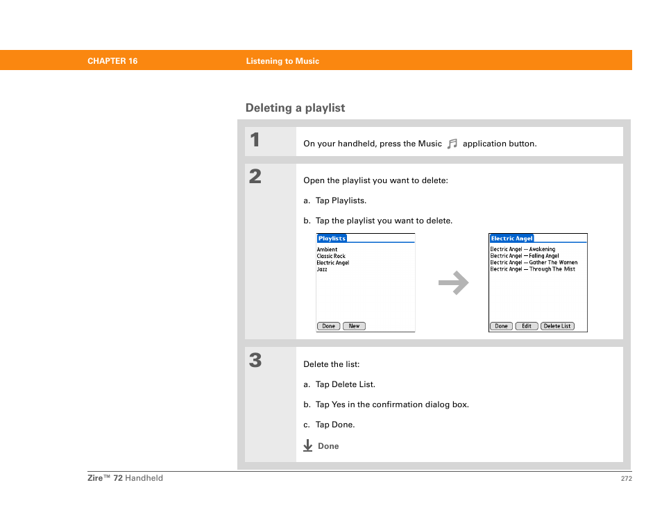 Deleting a playlist | Palm Zire 72 User Manual | Page 294 / 706