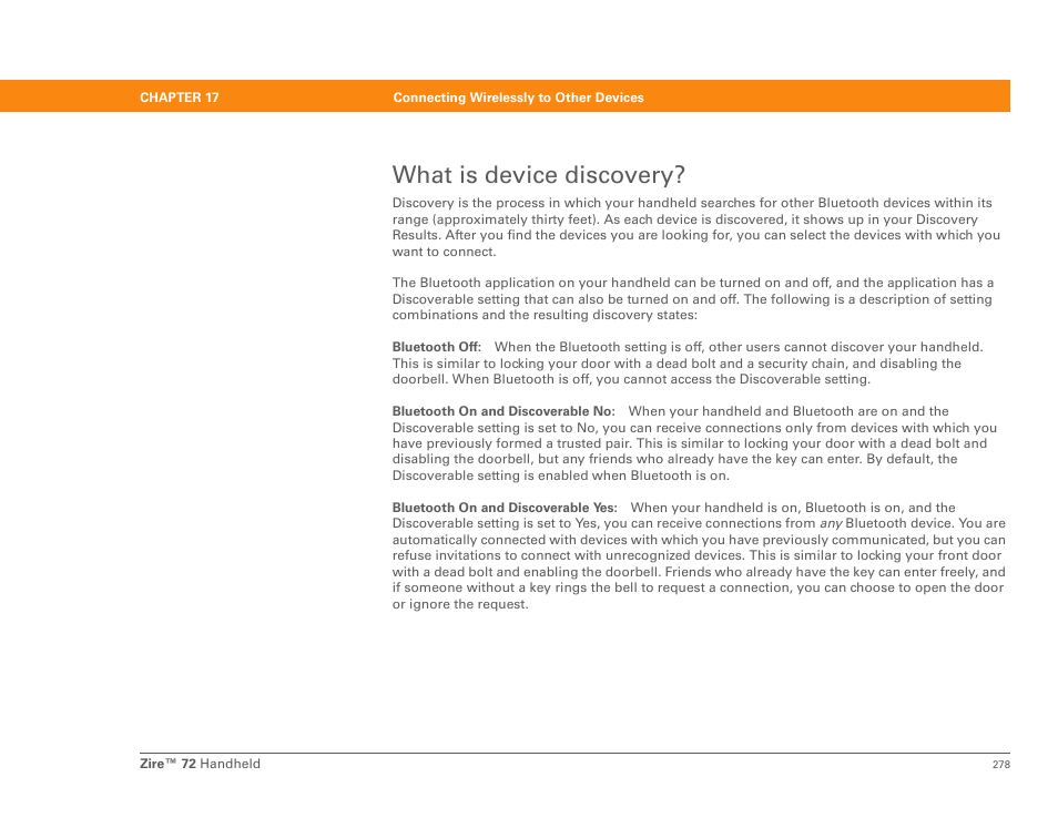 What is device discovery | Palm Zire 72 User Manual | Page 300 / 706