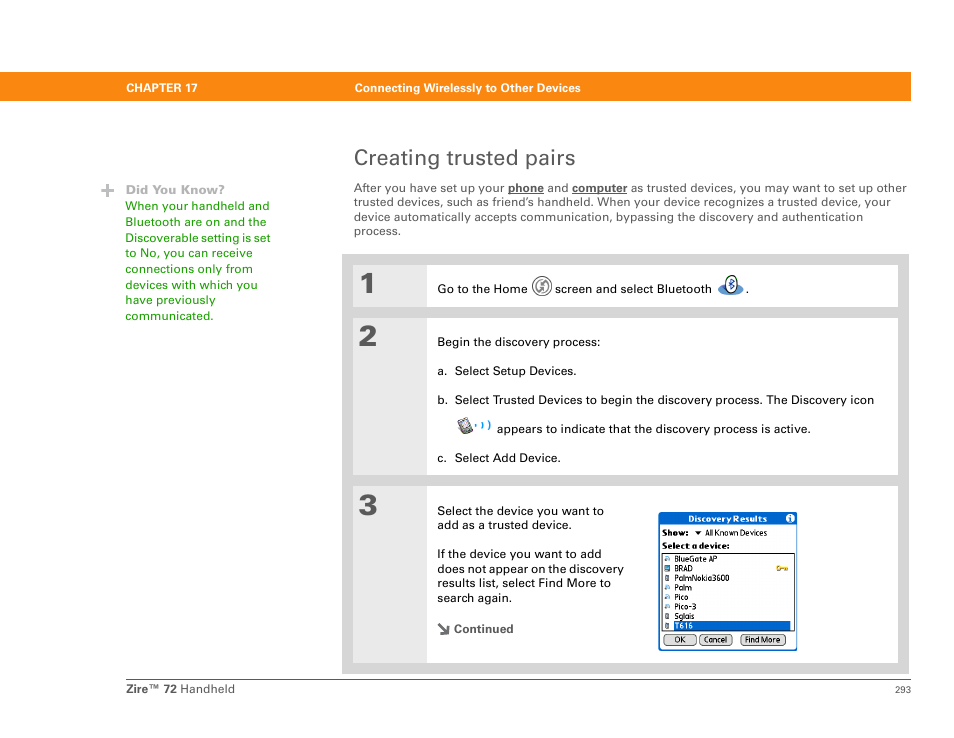 Creating trusted pairs | Palm Zire 72 User Manual | Page 315 / 706