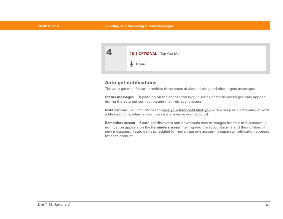 Auto get notifications | Palm Zire 72 User Manual | Page 346 / 706