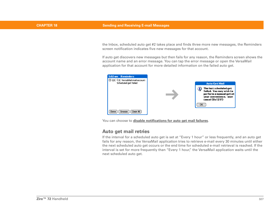 Auto get mail retries | Palm Zire 72 User Manual | Page 349 / 706