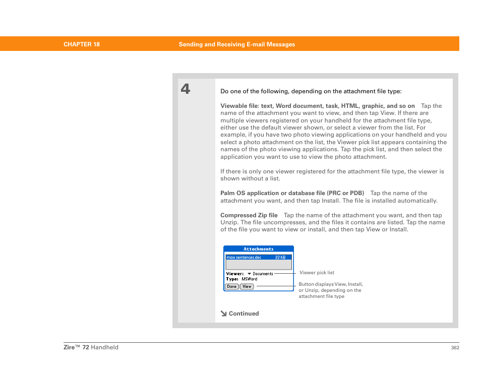 N open the attachment wi | Palm Zire 72 User Manual | Page 384 / 706