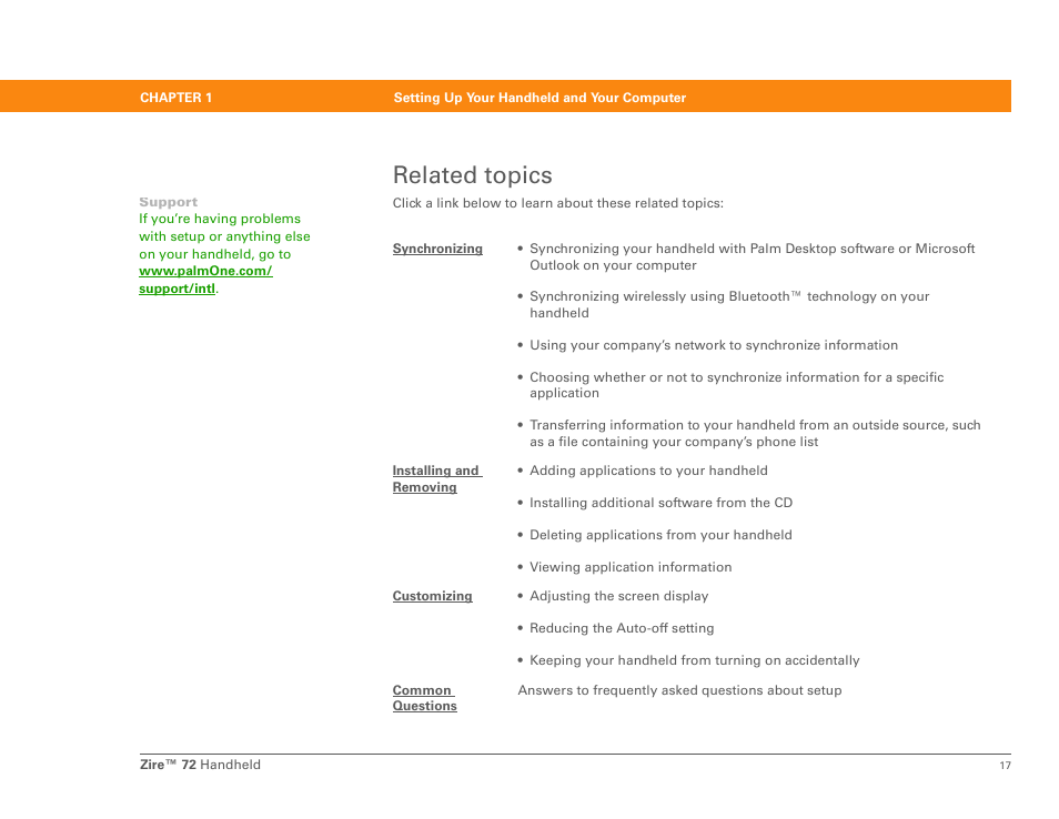 Related topics | Palm Zire 72 User Manual | Page 39 / 706