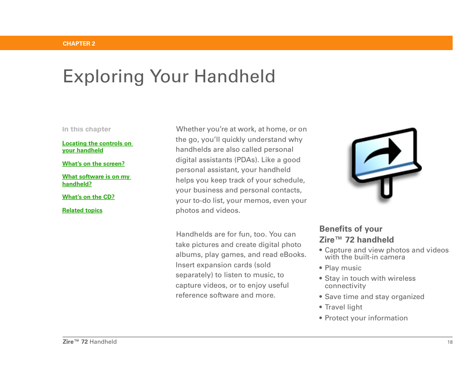 Exploring your handheld | Palm Zire 72 User Manual | Page 40 / 706