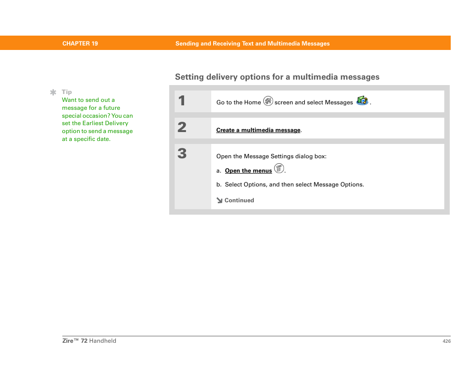Setting delivery options for a multimedia messages | Palm Zire 72 User Manual | Page 448 / 706
