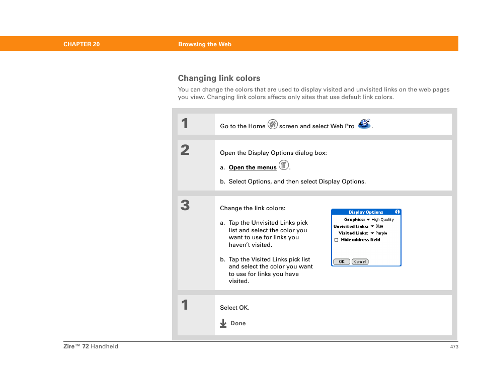 Changing link colors | Palm Zire 72 User Manual | Page 495 / 706