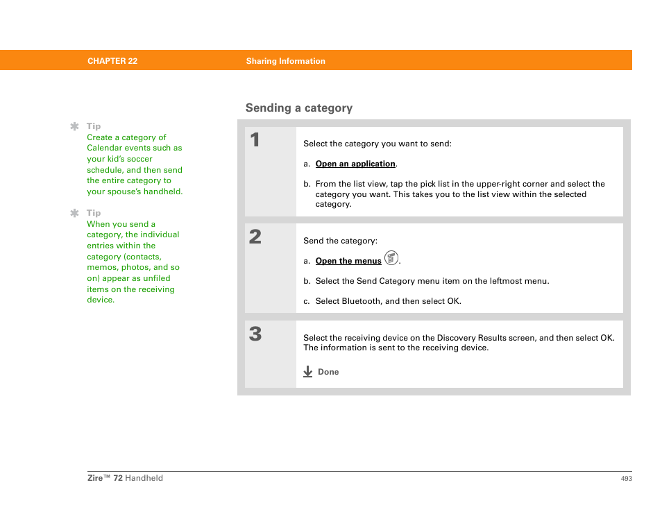 Sending a category | Palm Zire 72 User Manual | Page 515 / 706