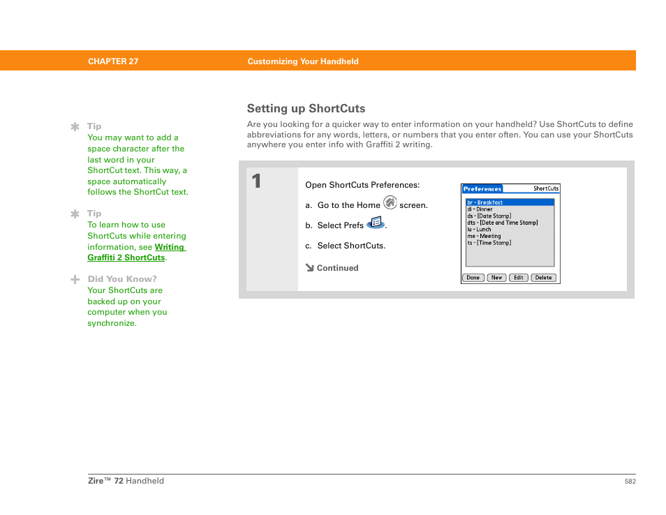 Setting up shortcuts | Palm Zire 72 User Manual | Page 604 / 706