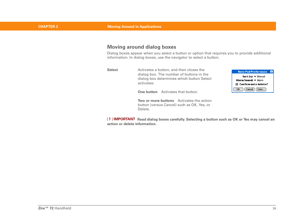 Moving around dialog boxes | Palm Zire 72 User Manual | Page 61 / 706