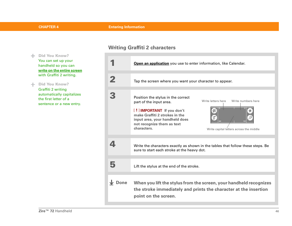 Writing graffiti 2 characters | Palm Zire 72 User Manual | Page 68 / 706