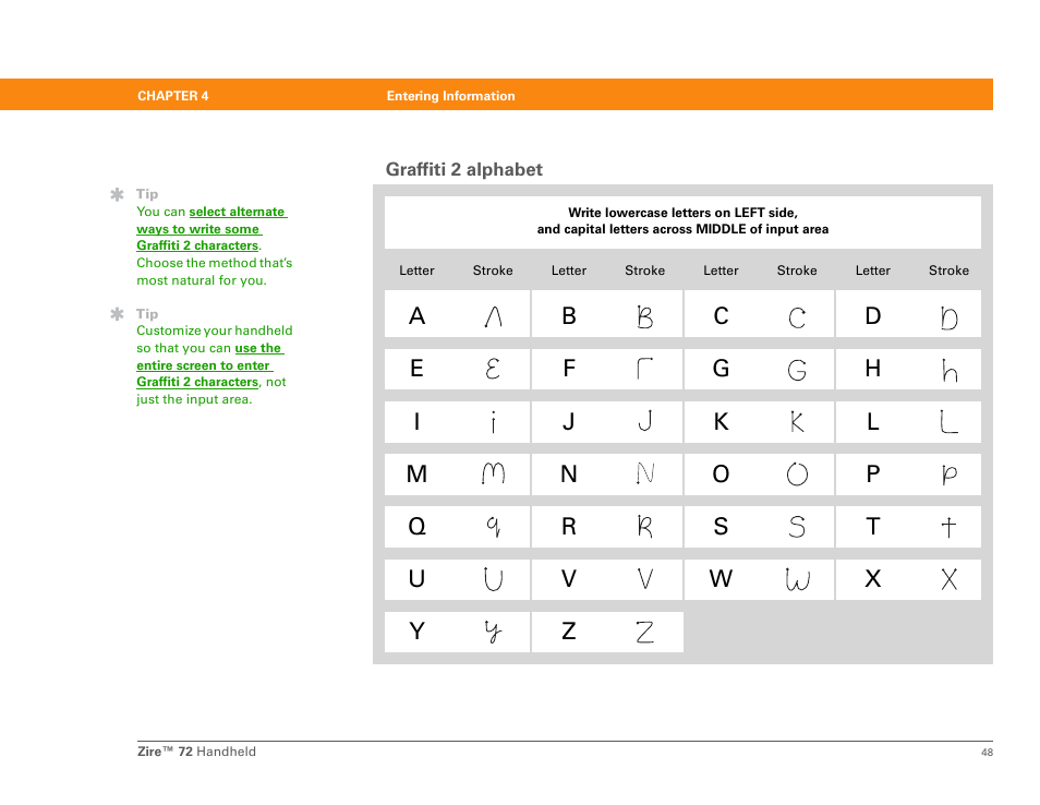 Graffiti 2 alphabet | Palm Zire 72 User Manual | Page 70 / 706