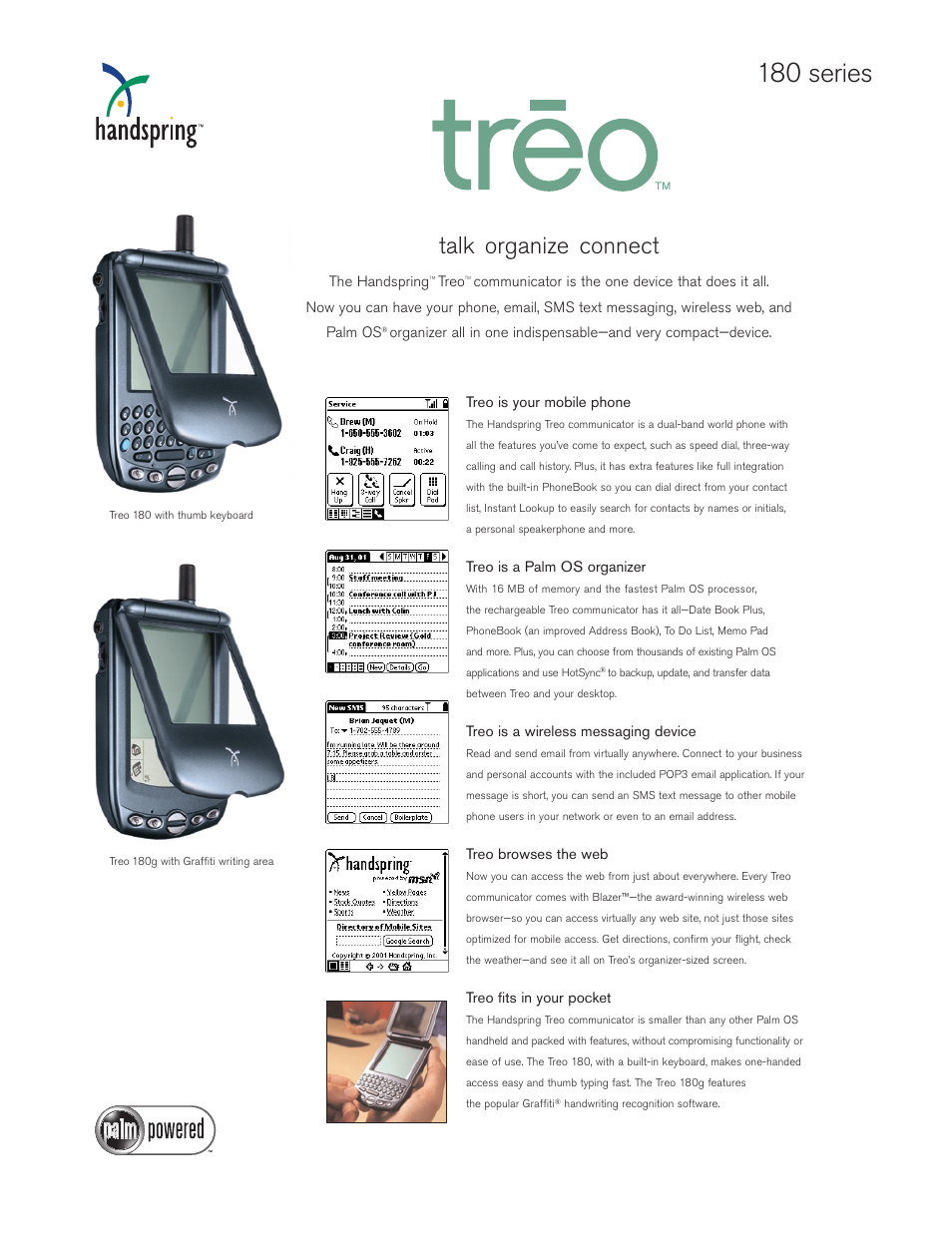 Palm Treo 180 series User Manual | 2 pages