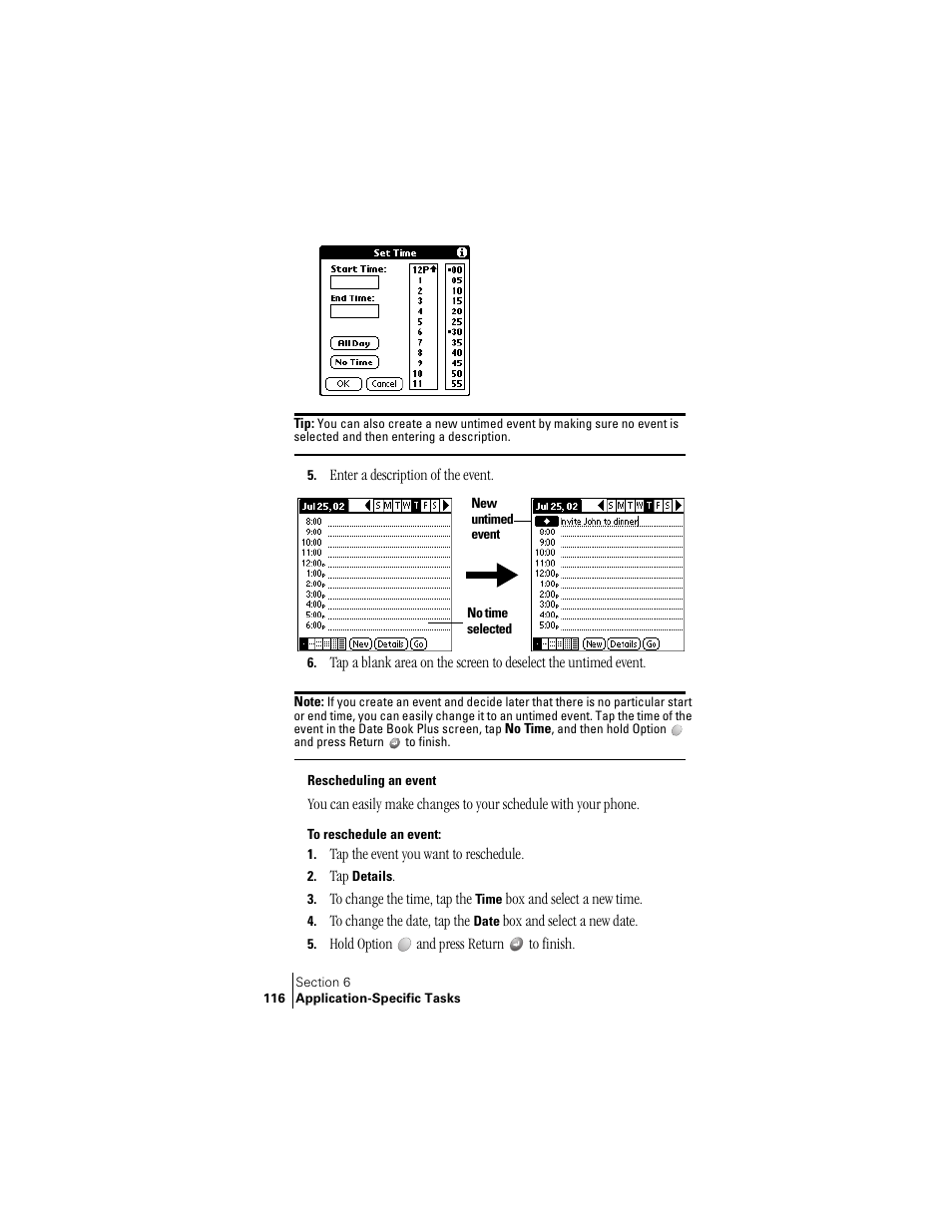 Rescheduling an event | Palm Treo 300 User Manual | Page 124 / 286