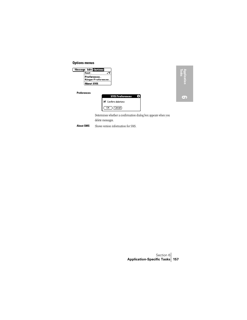 Options menus | Palm Treo 300 User Manual | Page 165 / 286