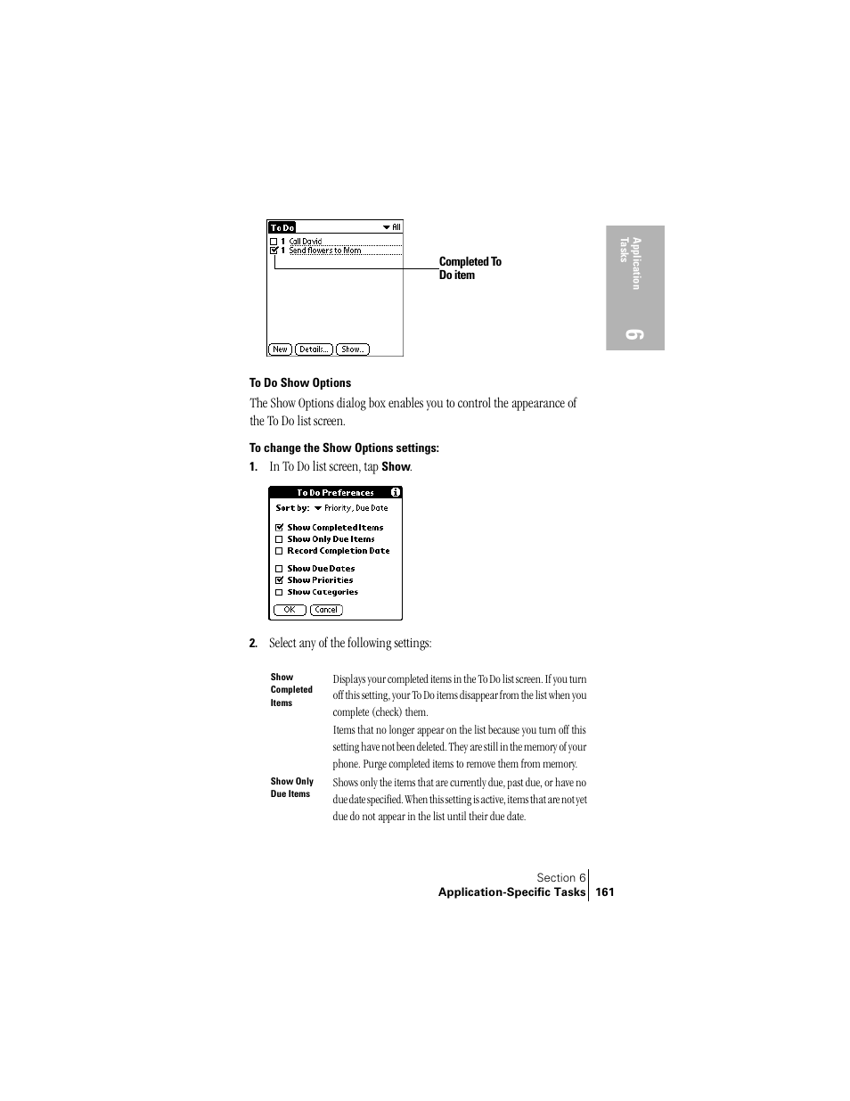 To do show options | Palm Treo 300 User Manual | Page 169 / 286