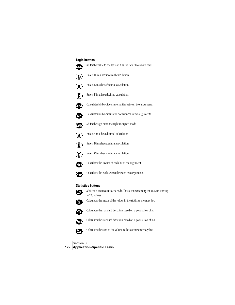 Logic buttons, Statistics buttons | Palm Treo 300 User Manual | Page 180 / 286