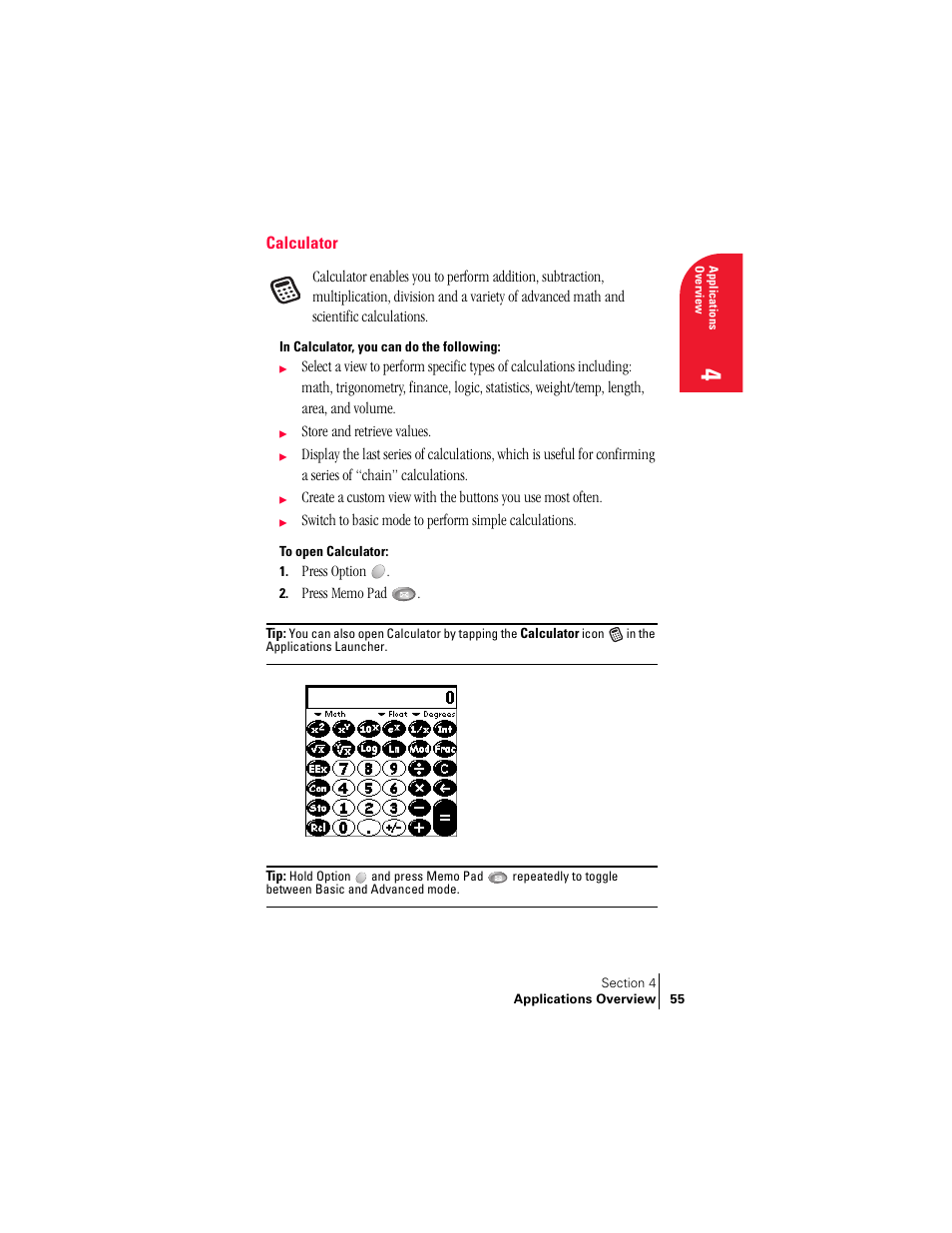 Calculator, In calculator, you can do the following | Palm Treo 300 User Manual | Page 63 / 286