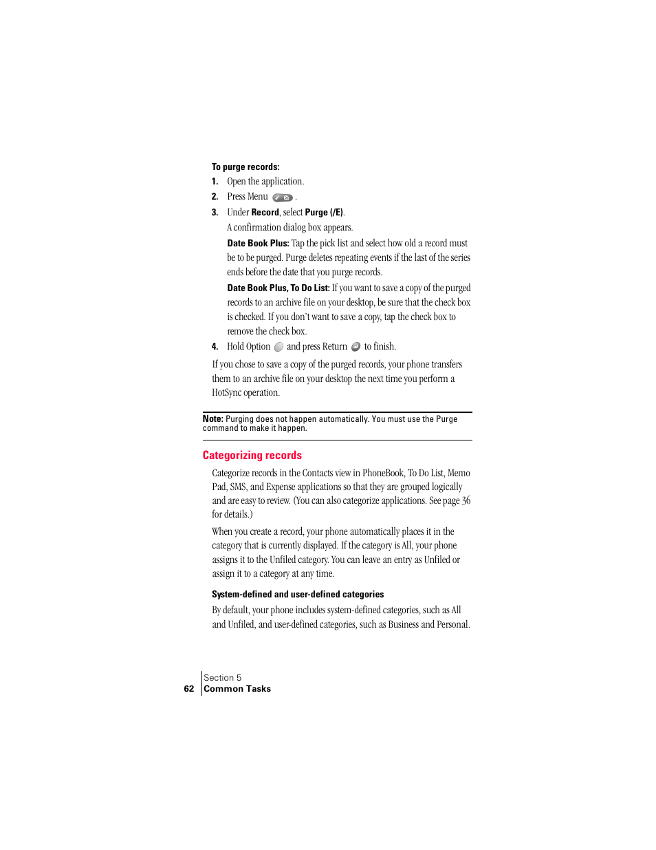 Categorizing records, System-defined and user-defined categories | Palm Treo 300 User Manual | Page 70 / 286