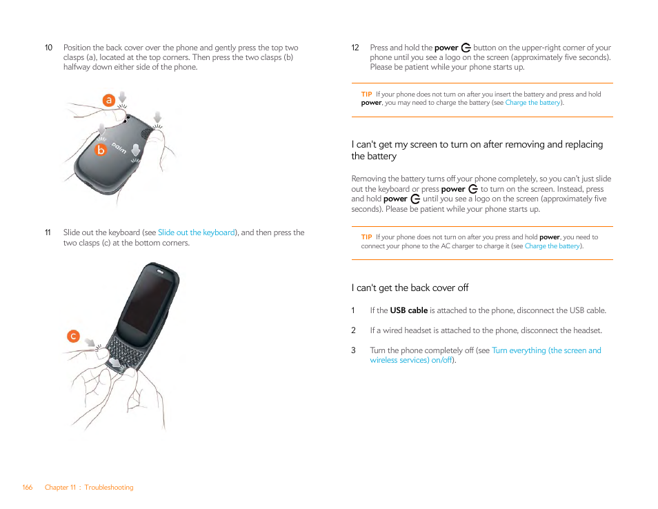 I can't get the back cover off | Palm Pre Plus User Manual | Page 166 / 209