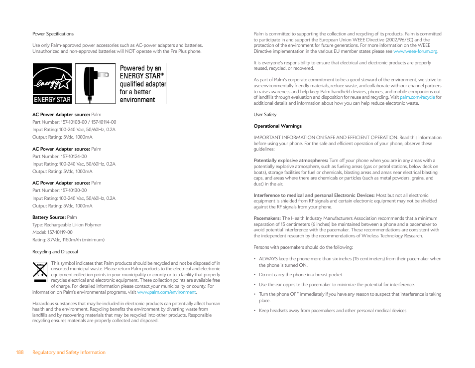 Palm Pre Plus User Manual | Page 188 / 209