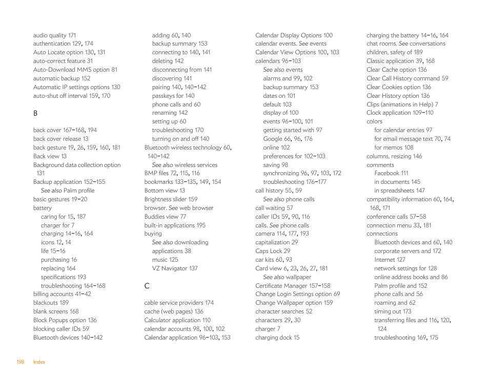 Palm Pre Plus User Manual | Page 198 / 209