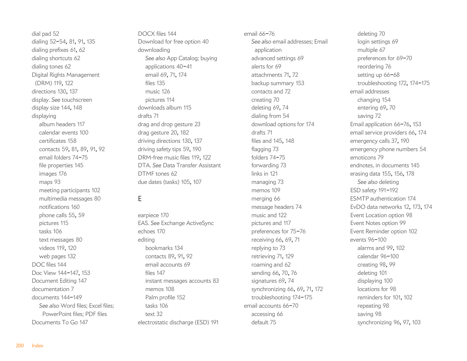 Palm Pre Plus User Manual | Page 200 / 209